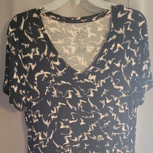 Brand NEW! Le Bouton Lapel Pin & Like NEW! 9 West Black/Cream Blouse (Size L)